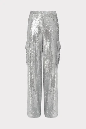 saison_sequins_cargo_pant_0-1.webp Matching Sets-MILLY Saison Sequins Cargo Pants Silver