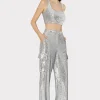 Pants-MILLY Saison Sequins Cargo Pants Silver