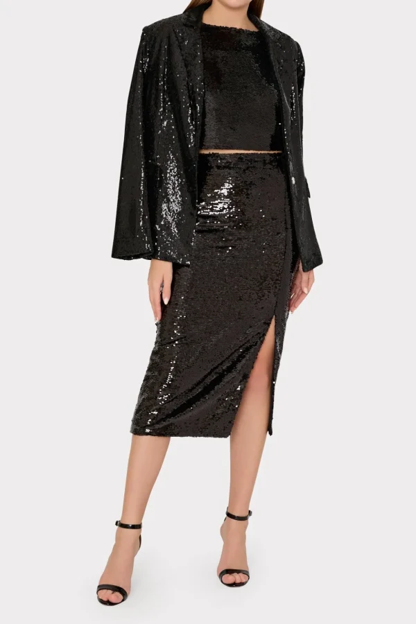 Skirts-MILLY Santanna 3D Sequins Skirt Black