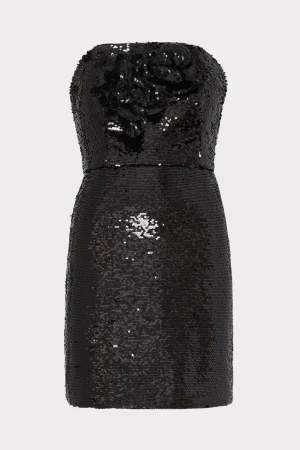 sascha_d_sequins_rosette__0.webp Little Black Dresses-MILLY Sascha 3D Sequins Rosette Dress Black