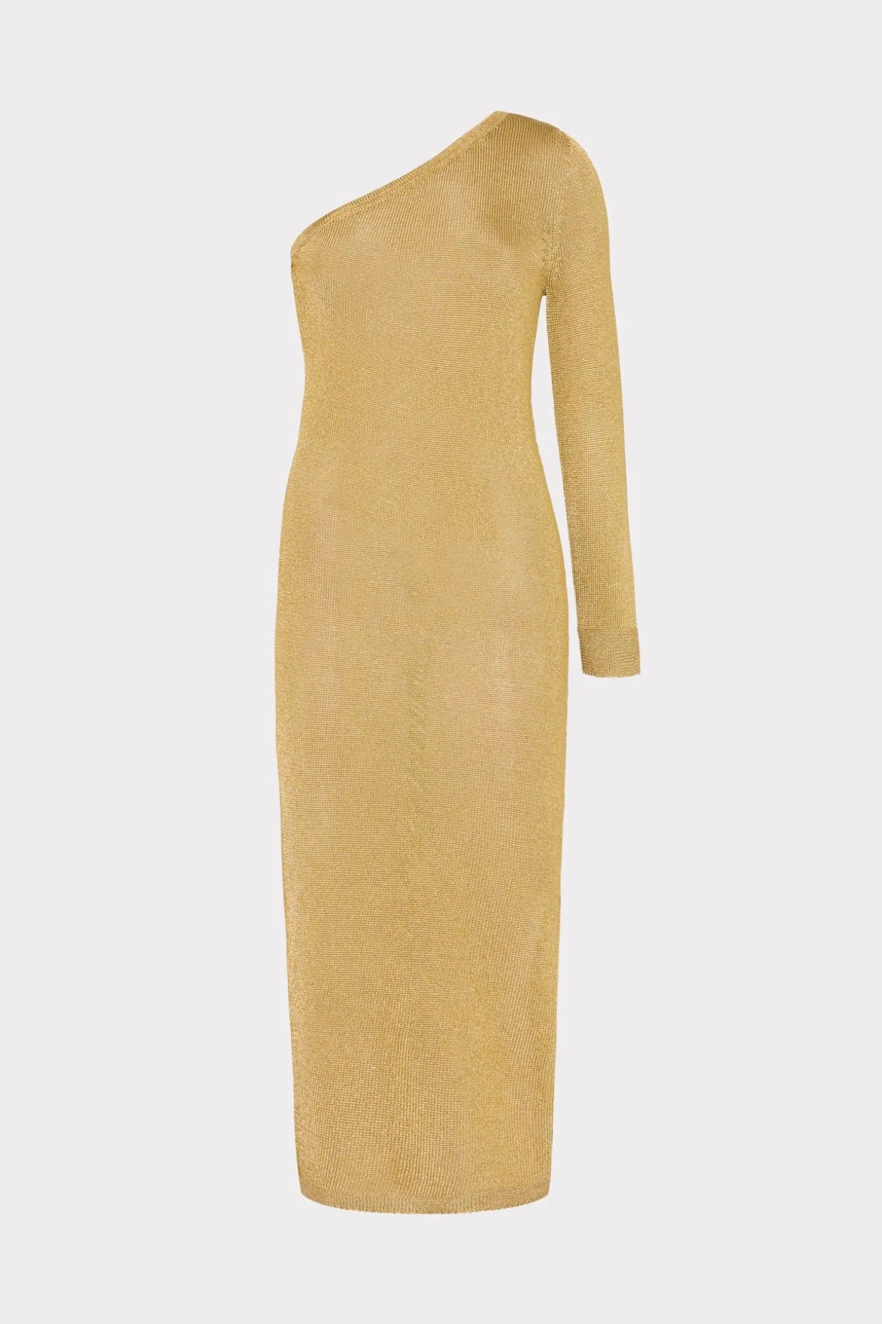 Sweaters & Knits-MILLY Senna Metallic One Shoulder Midi Dress Gold