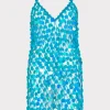 Cover-Ups-MILLY Sequin Crochet Mini Sleeveless Dress Blue