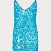 Cover-Ups-MILLY Sequin Crochet Mini Sleeveless Dress Blue