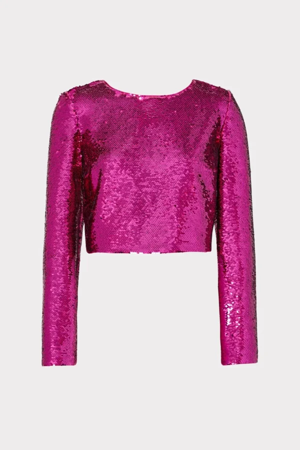 shailyn_d_sequins_top_0.webp Tops-MILLY Shailyn 3D Sequins Top Pink
