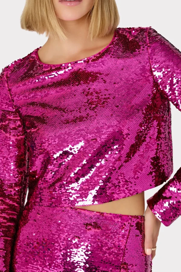 shailyn_d_sequins_top_2.webp Tops-MILLY Shailyn 3D Sequins Top Pink
