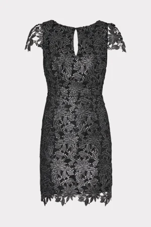 shayna_foiled_lace_dress_0.webp Little Black Dresses-MILLY Shayna Foiled Lace Dress Black