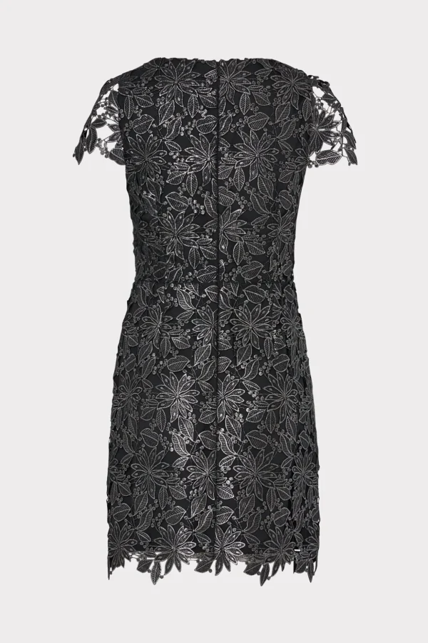 shayna_foiled_lace_dress_3.webp Little Black Dresses-MILLY Shayna Foiled Lace Dress Black