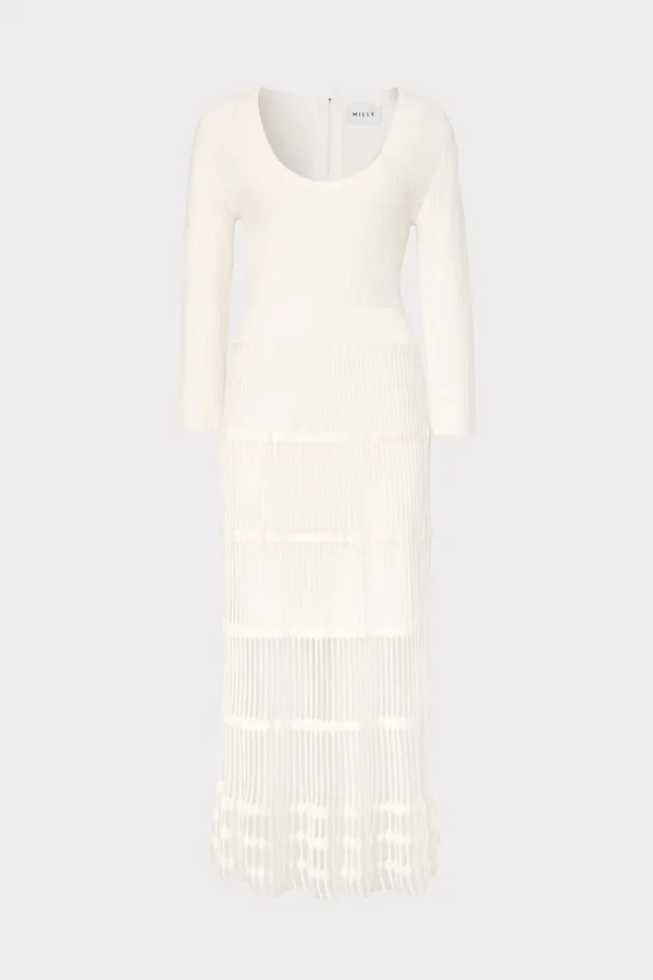sheer_knit_fit_and_flare__0-1.webp Sweaters & Knits-MILLY Sheer Knit Fit And Flare Dress Ecru
