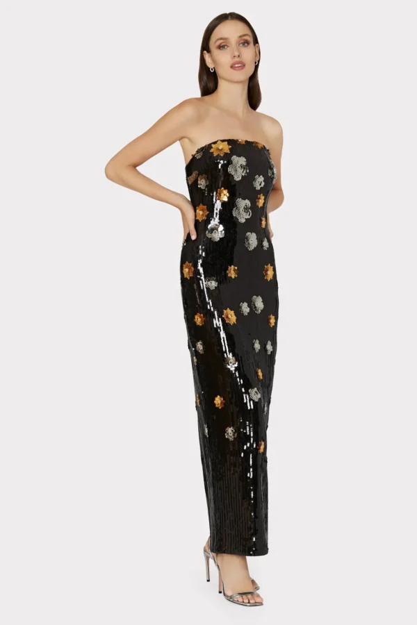shiloh_d_floral_sequins_d_1.webp Maxi Dresses-MILLY Shiloh 3D Floral Sequins Dress Black Multi