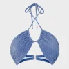 Jumpsuits & Rompers-MILLY Shimmer Halter Bikini Top Blue