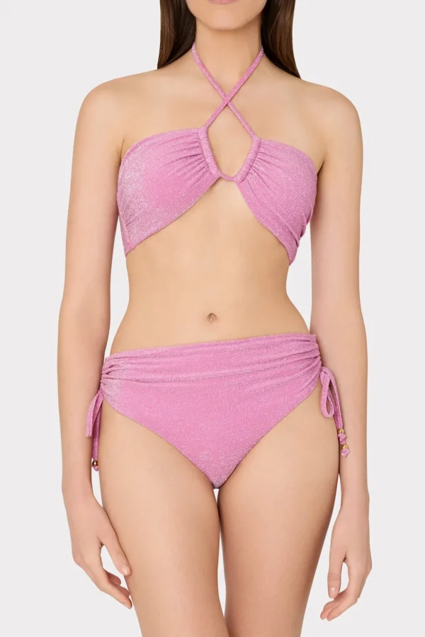 Bikinis-MILLY Shimmer Halter Bikini Top Pink
