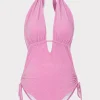 Jumpsuits & Rompers-MILLY Shimmer Halter One Piece Pink