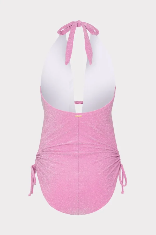 Jumpsuits & Rompers-MILLY Shimmer Halter One Piece Pink
