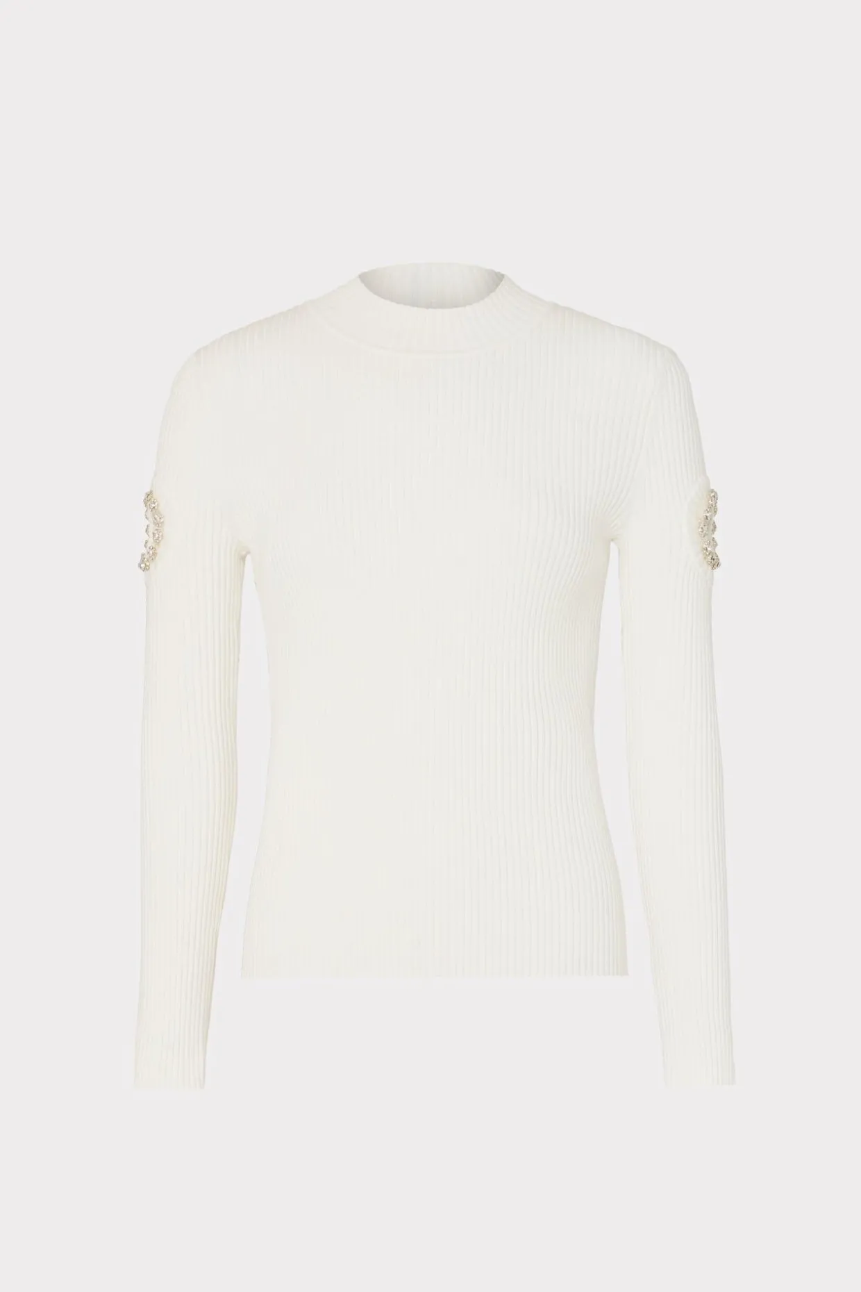 Sweaters & Knits-MILLY Shoulder Cut Out Knit Mock Neck Ecru