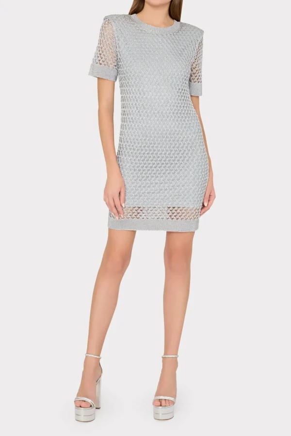 sinclair_metallic_mesh_mi_1.webp Jumpsuits & Rompers-MILLY Sinclair Metallic Mesh Mini Dress Silver