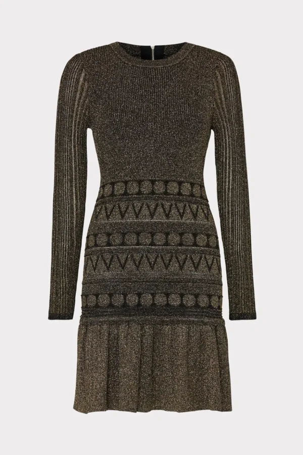 solene_metallic_ruffle_mi_0.webp Sweaters & Knits-MILLY Solene Metallic Ruffle Mini Dress Gold