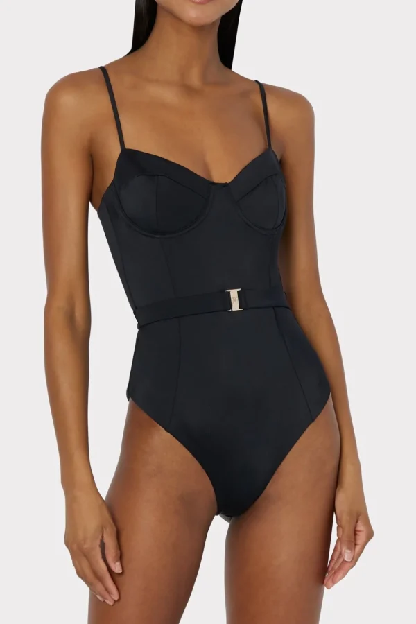 Jumpsuits & Rompers-MILLY Solid Belted One Piece Black