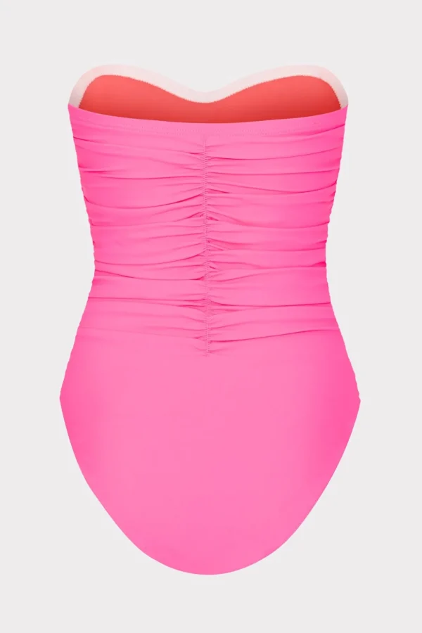 One Piece Swimsuits-MILLY Solid Carvico Vita Ruched One Piece Pink