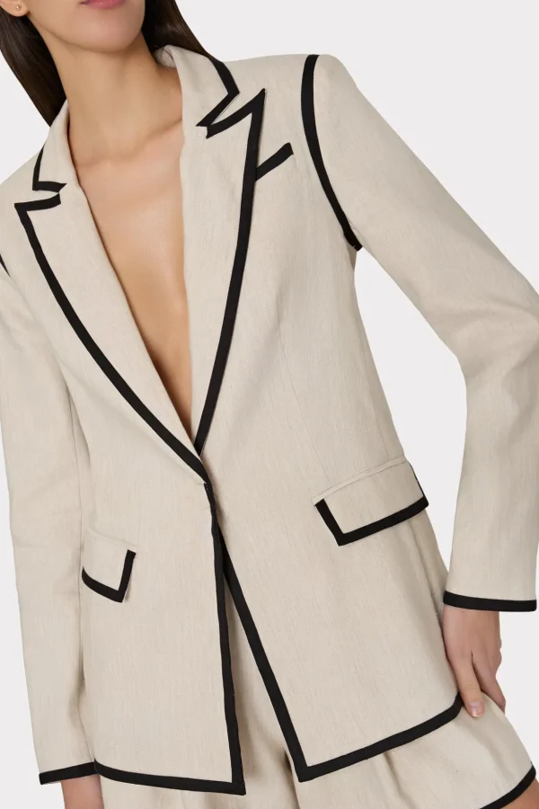 Coats & Jackets-MILLY Solid Linen Jacket Natural