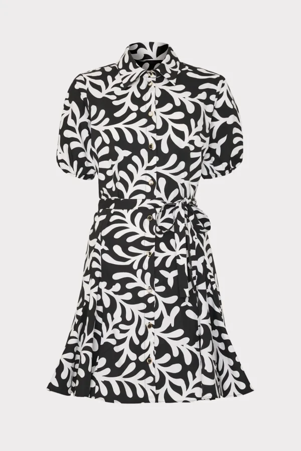 spanish_vine_poplin_mini__0-3.webp Mini Dresses-MILLY Spanish Vine Poplin Mini Dress Black/White