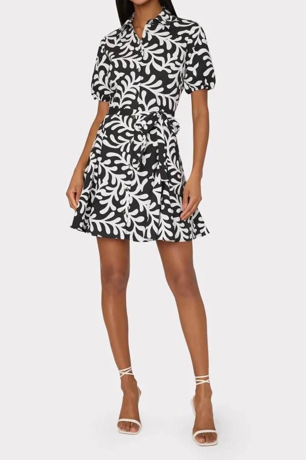 spanish_vine_poplin_mini__1-3.webp Mini Dresses-MILLY Spanish Vine Poplin Mini Dress Black/White