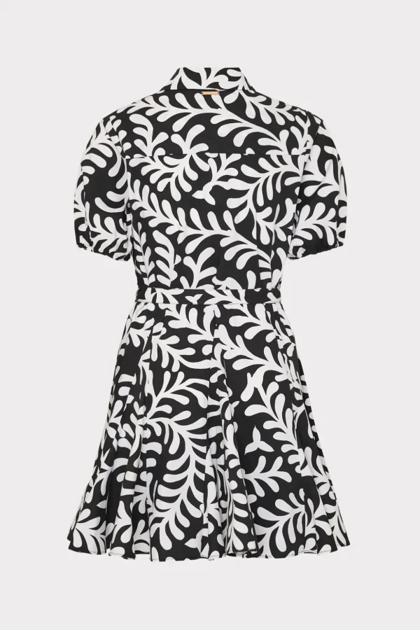 Jumpsuits & Rompers-MILLY Spanish Vine Poplin Mini Dress Black/White