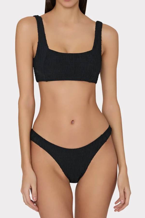 square_neck_bikini_top_wi_1.webp Jumpsuits & Rompers-MILLY Square Neck Bikini Top With Smocking Black