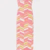 Cover-Ups-MILLY Strapless Multicolor Chevron Knit Dress Chartreuse Multi