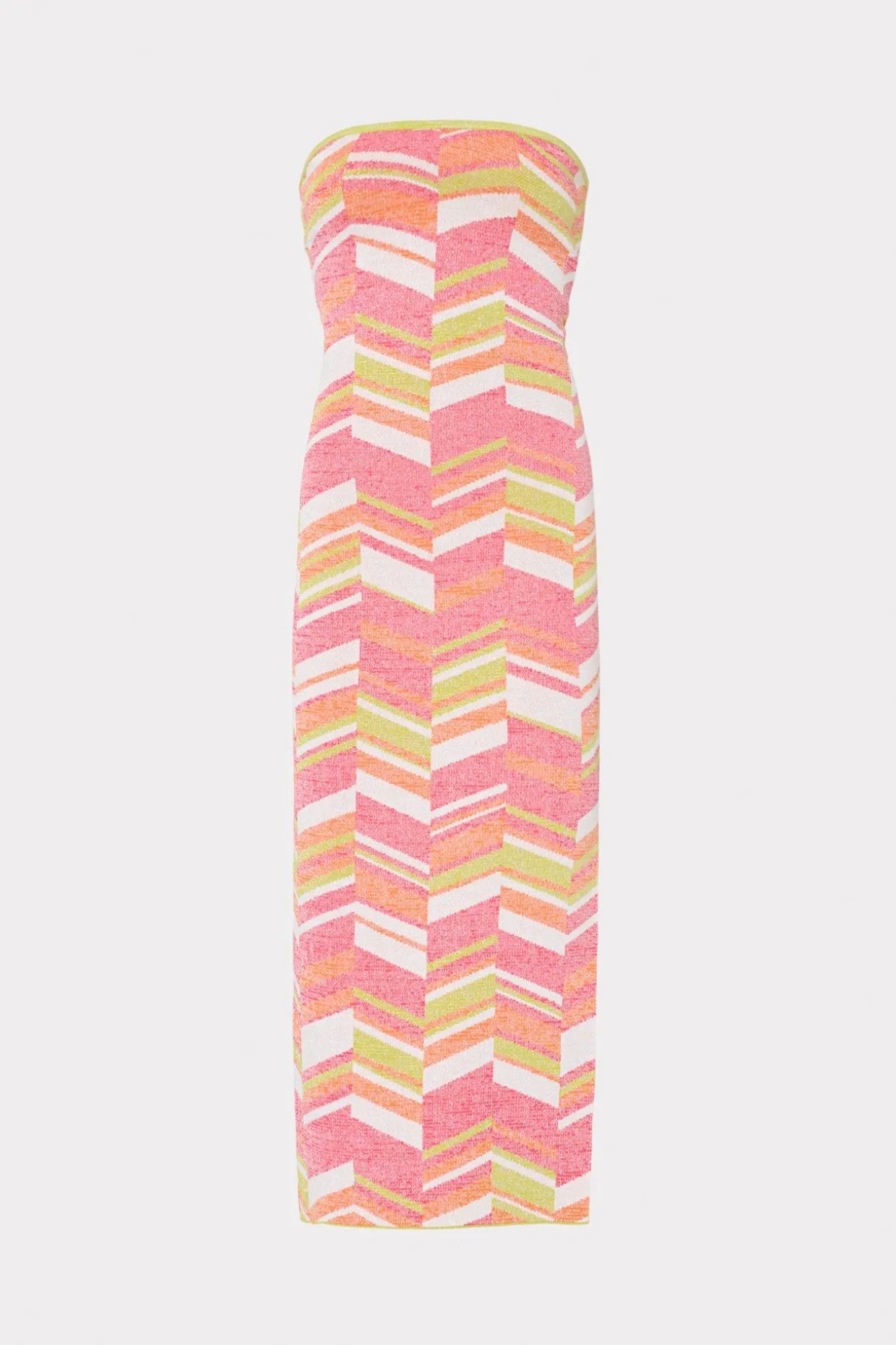 strapless_multicolor_chev_0.webp Cover-Ups-MILLY Strapless Multicolor Chevron Knit Dress Chartreuse Multi