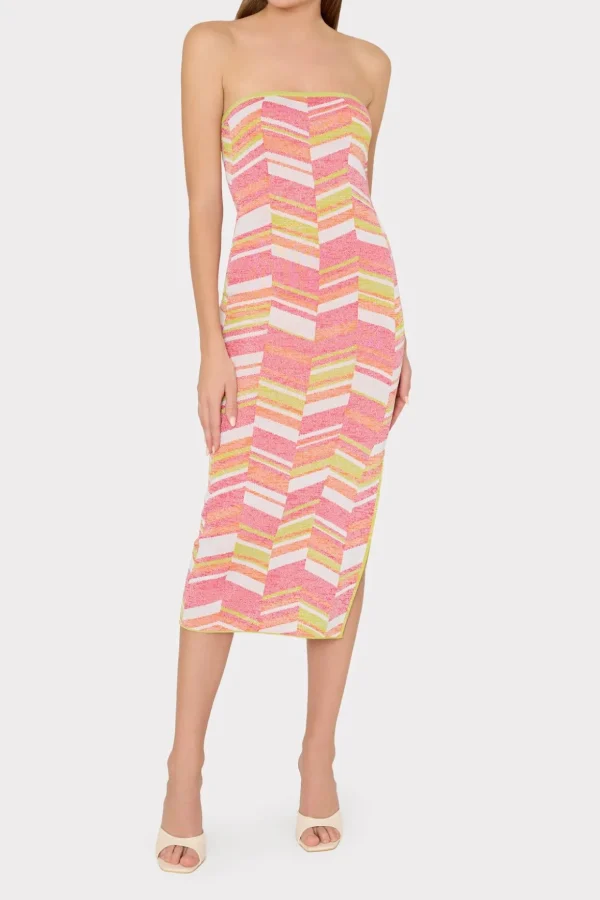 strapless_multicolor_chev_1-1.webp Jumpsuits & Rompers-MILLY Strapless Multicolor Chevron Knit Dress Chartreuse Multi