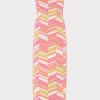 Cover-Ups-MILLY Strapless Multicolor Chevron Knit Dress Chartreuse Multi