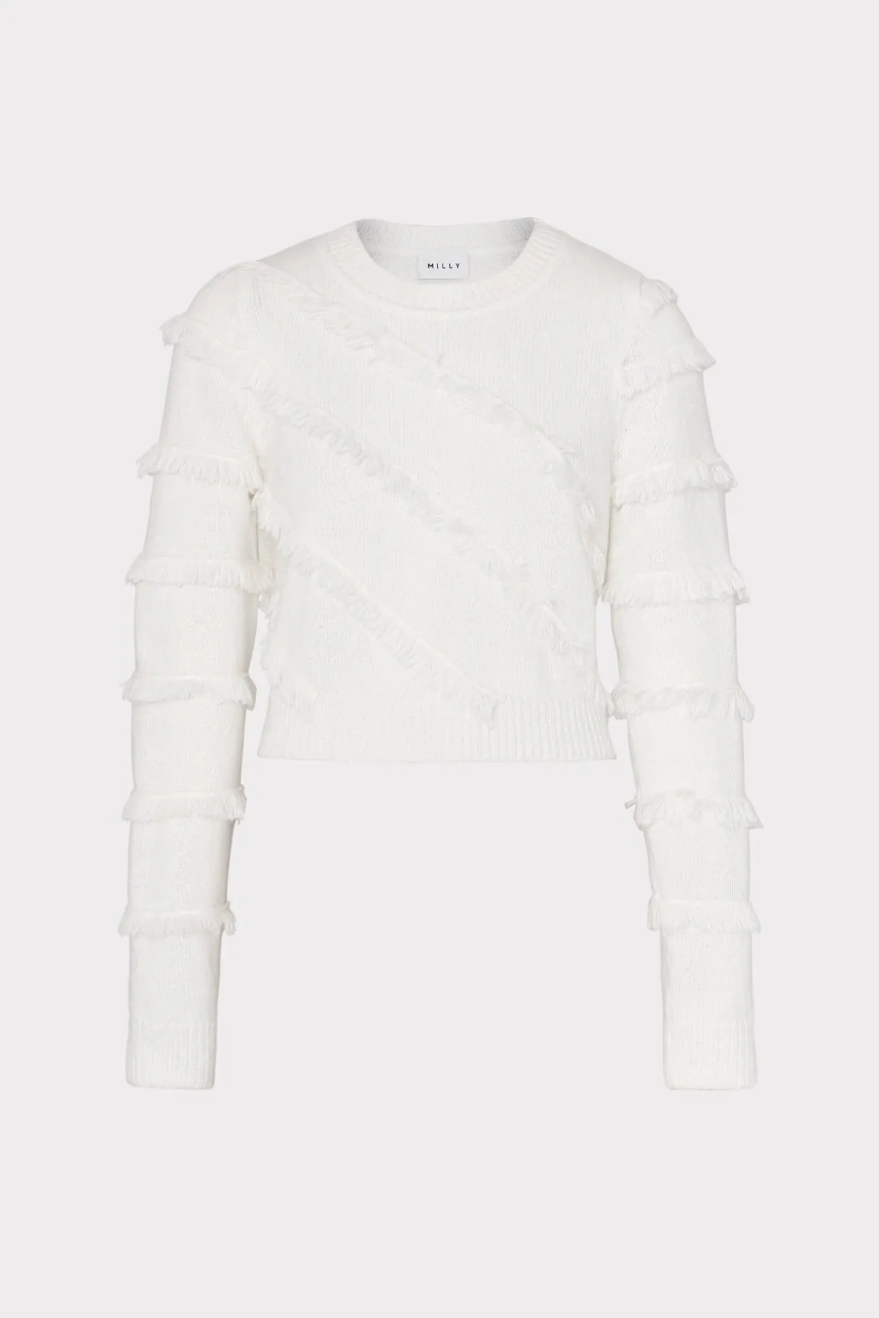 striped_fringe_sweater_0.webp Sweaters & Knits-MILLY Striped Fringe Sweater Ecru
