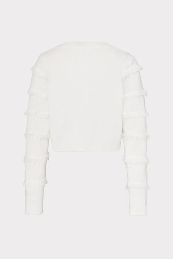 striped_fringe_sweater_3.webp Sweaters & Knits-MILLY Striped Fringe Sweater Ecru