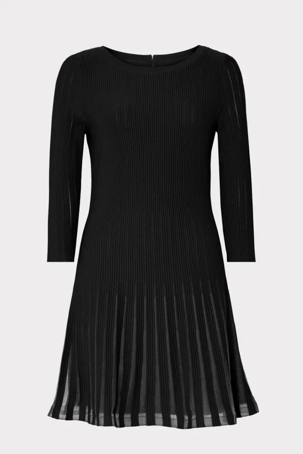 Sweaters & Knits-MILLY Tabitha Sheer Godet Mini Dress Black
