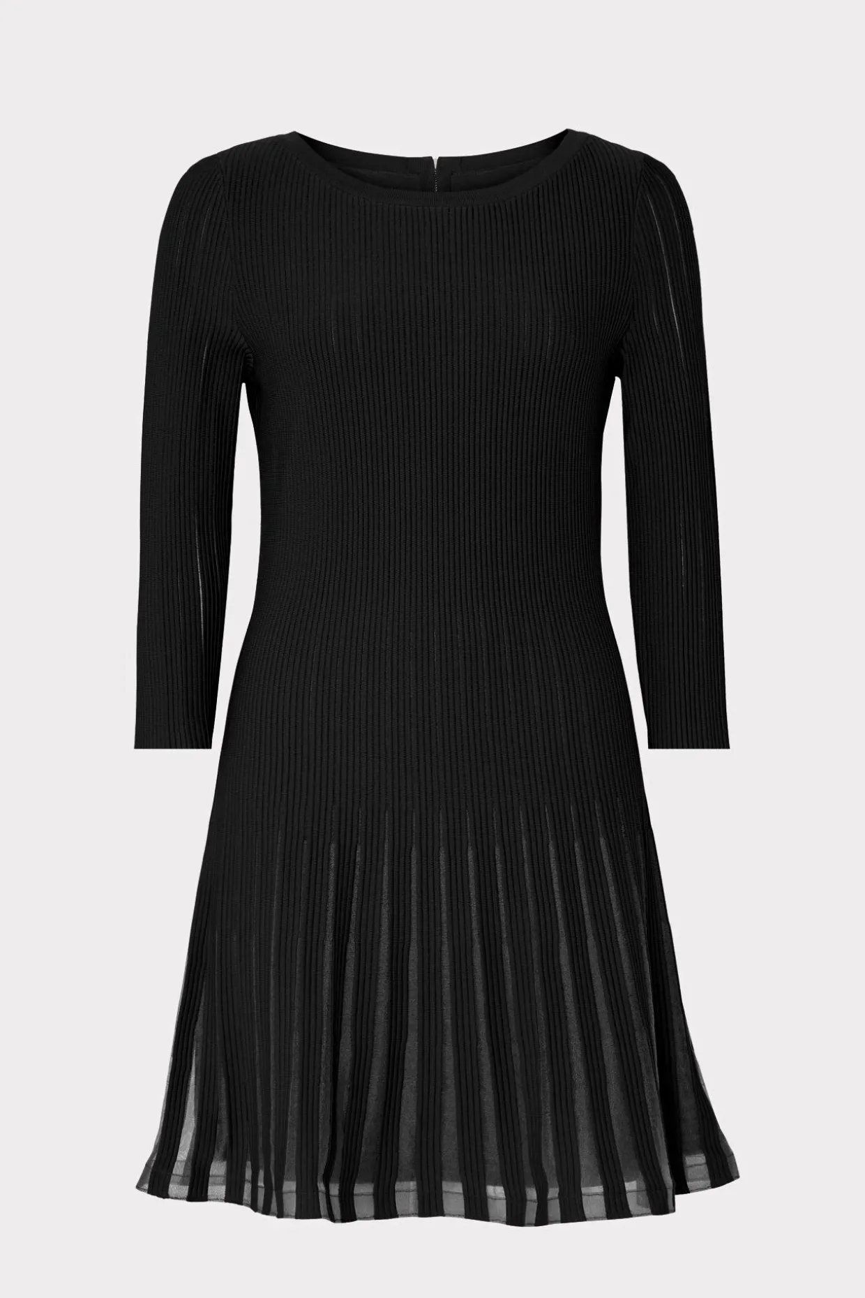 tabitha_sheer_godet_mini__0-2.webp Sweaters & Knits-MILLY Tabitha Sheer Godet Mini Dress Black