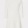 Sweaters & Knits-MILLY Tabitha Sheer Godet Mini Dress Ecru