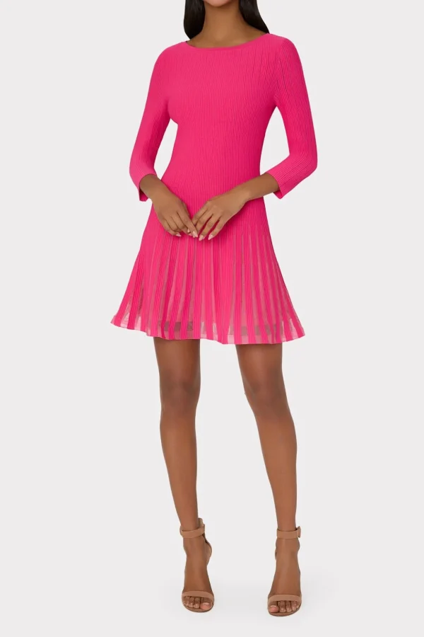 tabitha_sheer_godet_mini__1-1.webp Jumpsuits & Rompers-MILLY Tabitha Sheer Godet Mini Dress Milly Pink