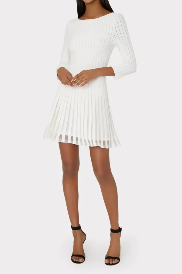 tabitha_sheer_godet_mini__1.webp Jumpsuits & Rompers-MILLY Tabitha Sheer Godet Mini Dress Ecru