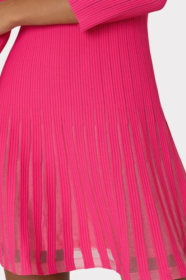tabitha_sheer_godet_mini__2-6.webp Knit Dresses-MILLY Tabitha Sheer Godet Mini Dress Milly Pink