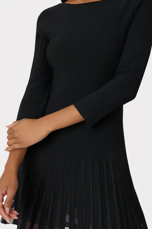 tabitha_sheer_godet_mini__2-7.webp Knit Dresses-MILLY Tabitha Sheer Godet Mini Dress Black