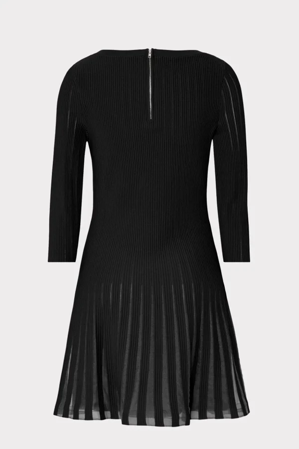 Little Black Dresses-MILLY Tabitha Sheer Godet Mini Dress Black