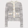Sweaters & Knits-MILLY Textured Fringe Cardigan Jacket Ecru Multi