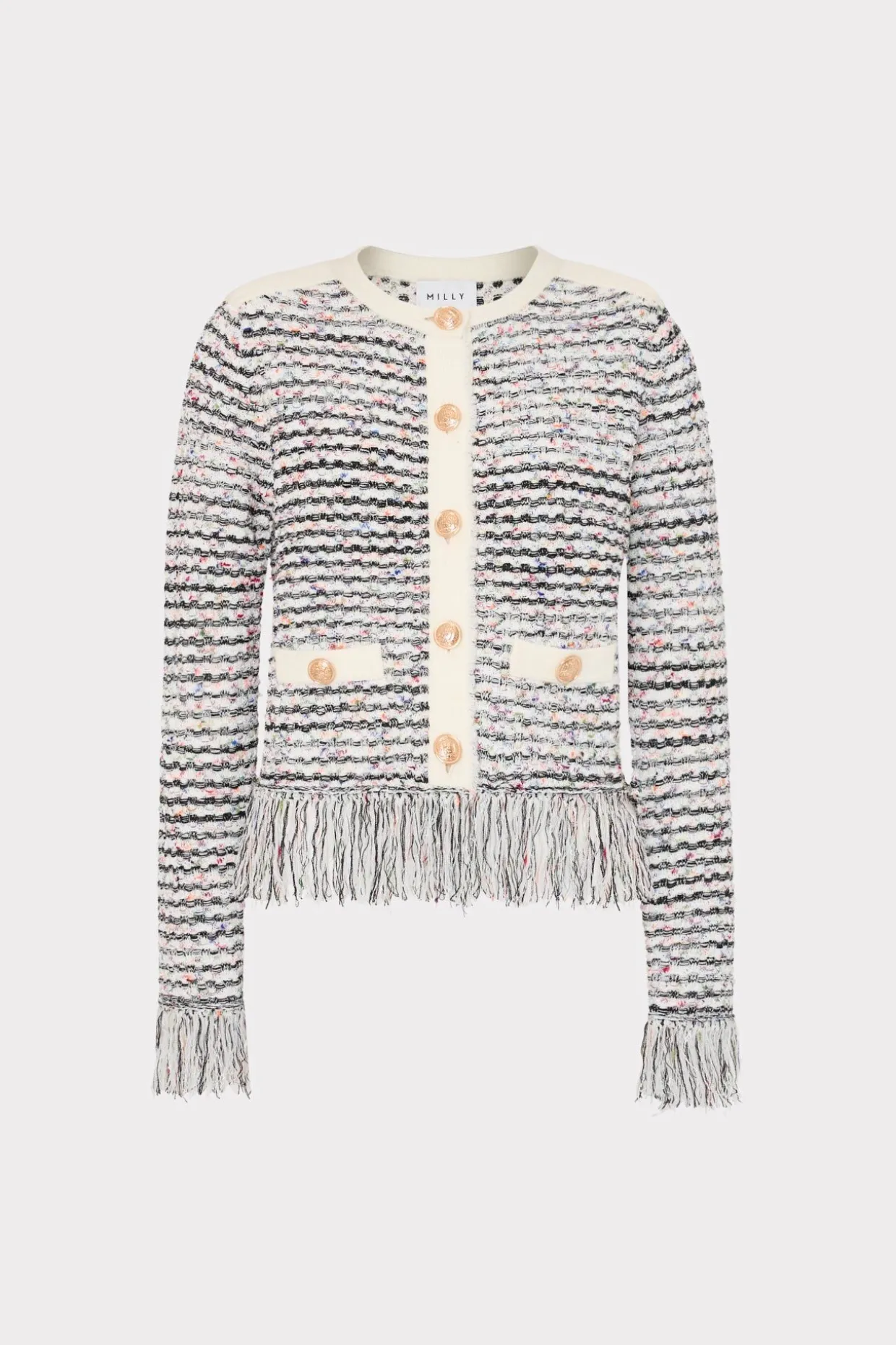 textured_fringe_cardigan__0-2.webp Sweaters & Knits-MILLY Textured Fringe Cardigan Jacket Ecru Multi