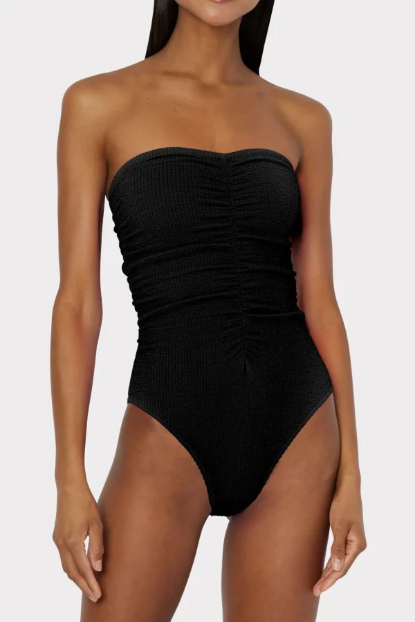 textured_ruched_one_piece_1-1.webp One Piece Swimsuits-MILLY Textured Ruched One Piece Black