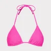 Jumpsuits & Rompers-MILLY Textured Triangle Bikini Top Neon Pink