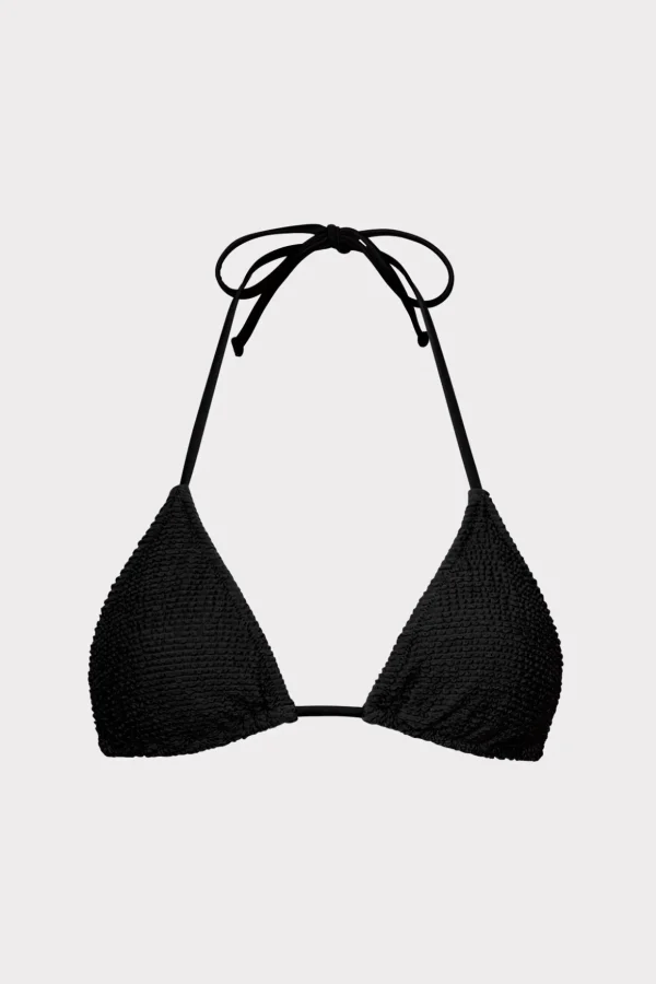 textured_triangle_bikini__0.webp Jumpsuits & Rompers-MILLY Textured Triangle Bikini Top Black