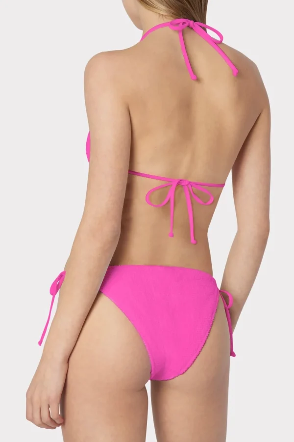 Jumpsuits & Rompers-MILLY Textured Triangle Bikini Top Neon Pink