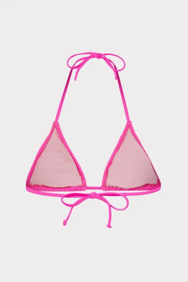 Jumpsuits & Rompers-MILLY Textured Triangle Bikini Top Neon Pink