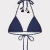 Bikinis-MILLY Textured Waves Triangle Bikini Top Navy