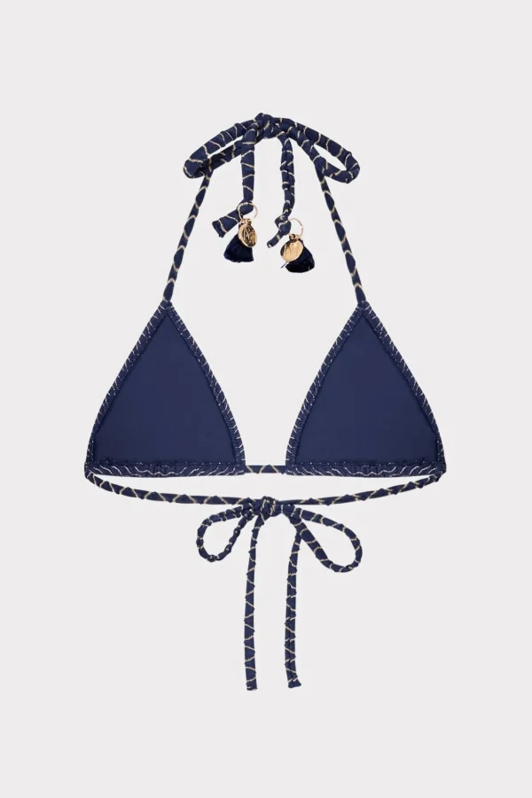Bikinis-MILLY Textured Waves Triangle Bikini Top Navy